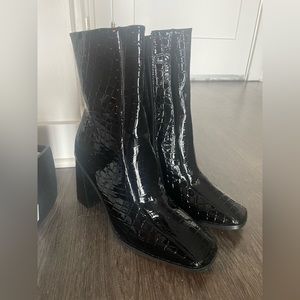 NEW black croc inspired heeled booties from Nasty Gal, size 9